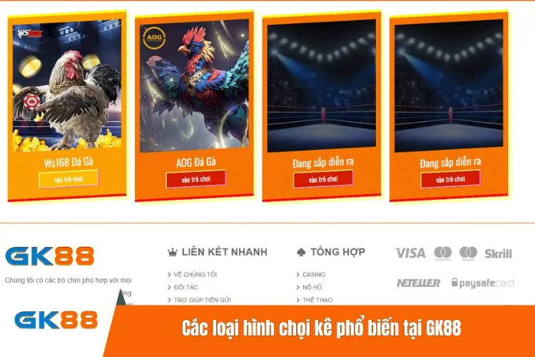 Các loại hình chọi kê phổ biến tại GK88
