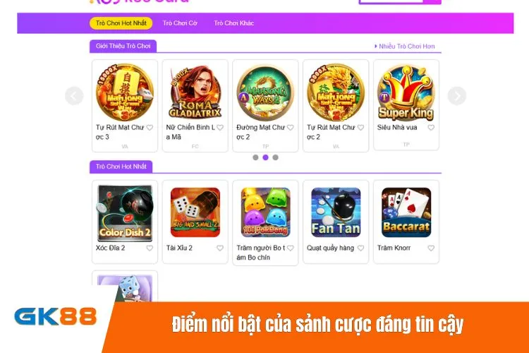 Điểm nổi bật của sảnh cược đáng tin cậy
