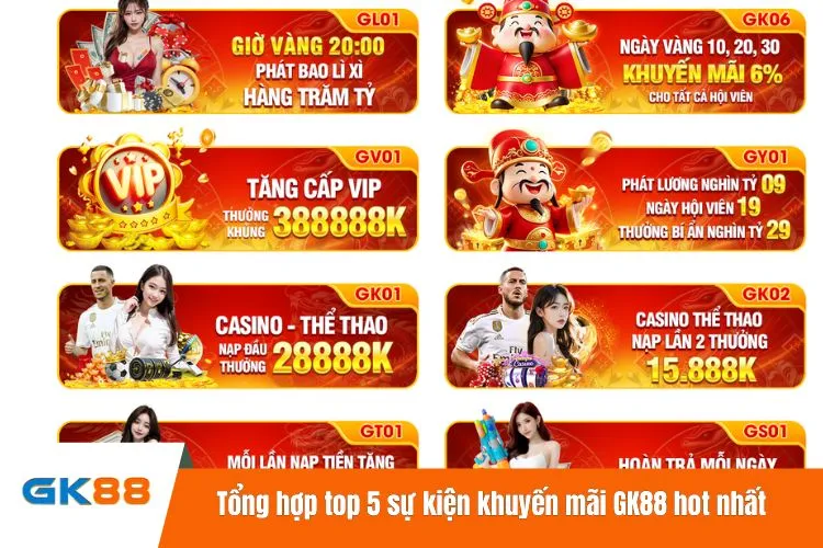 Tổng hợp top 5 sự kiện khuyến mãi GK88 hot nhất hiện nay