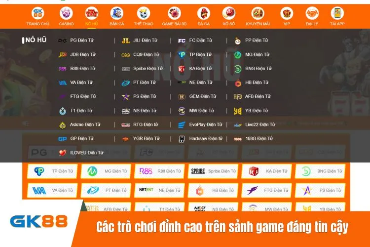 Các trò chơi đỉnh cao trên sảnh game đáng tin cậy