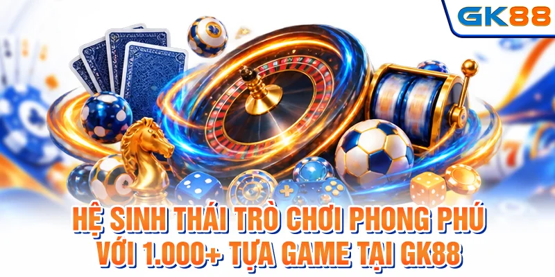 Hệ sinh thái trò chơi phong phú với 1.000+ tựa game tại GK88