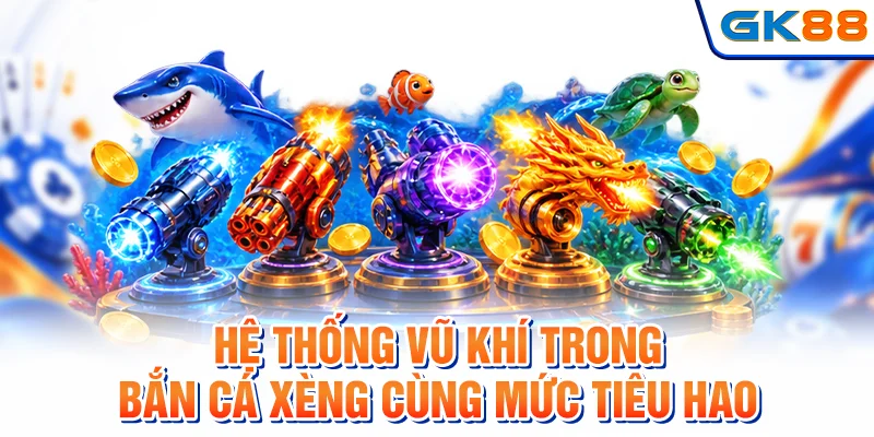 Hệ thống vũ khí của game bắn cá xèng cùng mức tiêu hao
